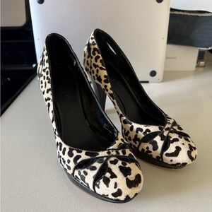 White House Black Market Leopard-Print Pumps in Black & White